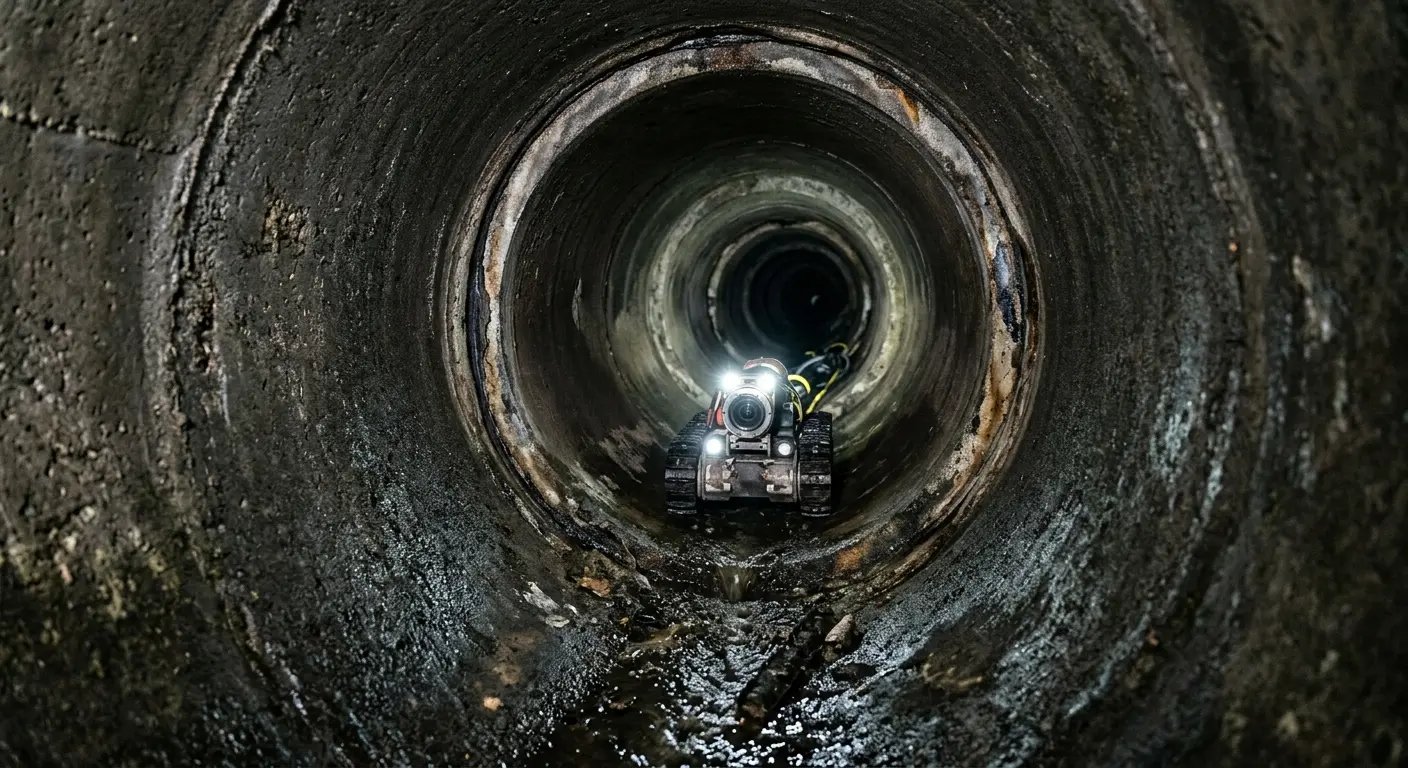 Robotic sewer camera inspecting pipe interior for Sewer Line Cleaning in Oronoko